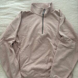 Pale pink Uniqlo half zip sweatshirt unisex size small